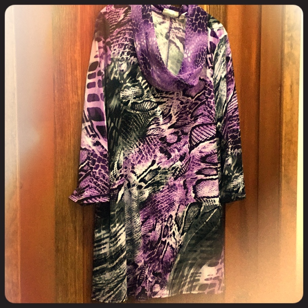 Susan Graver tunic top with cowl neckline